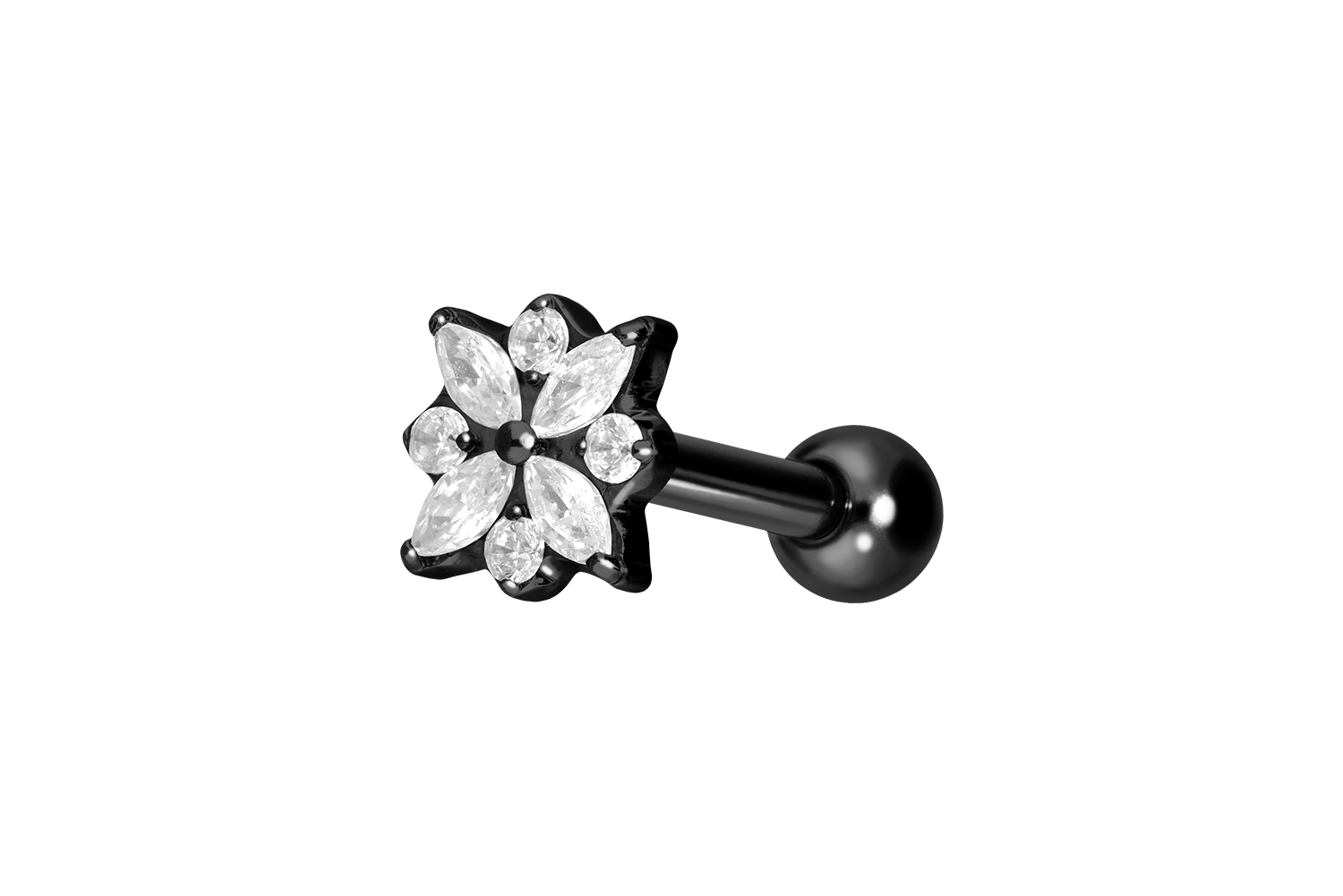 Titan Ohrpiercing mit Innengewinde KRISTALLBLUME